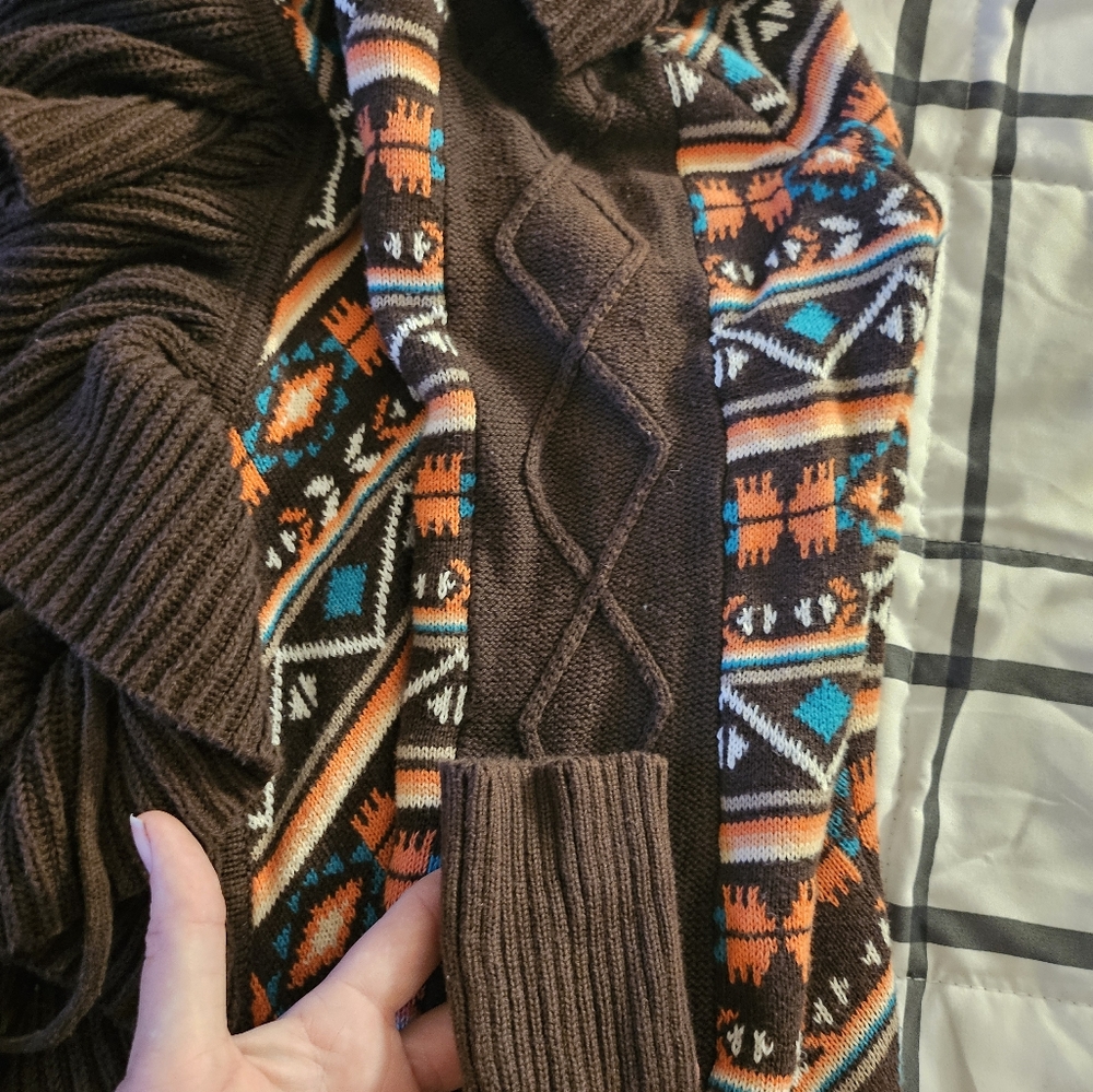 Powder River Outfitters Panhandle Cardigan, Shawl, Wrap. Aztec, Southwest - Picture 6 of 7